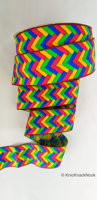 Yellow, Red, Blue and Green Jacquard Weave Trim